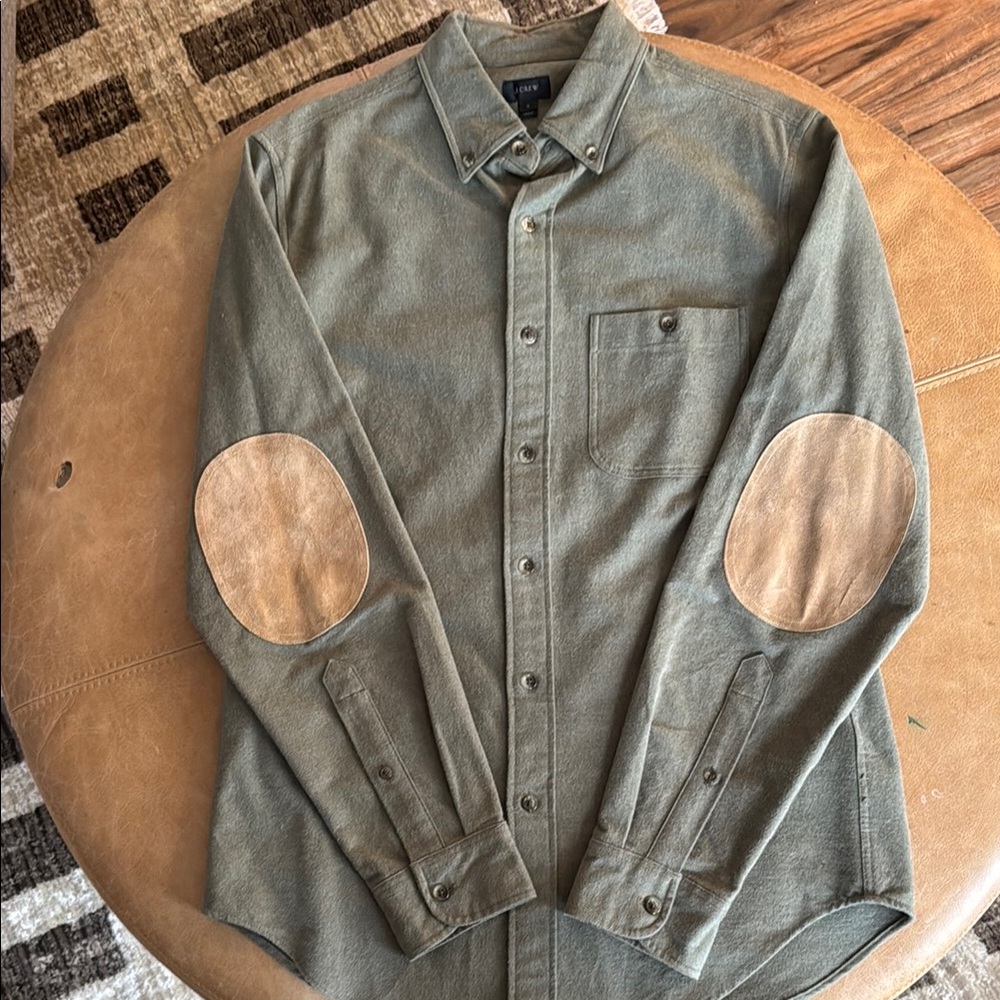 Small J. Crew Olive Tan Elbow Patches